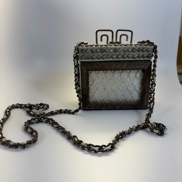 Mary Frances Handbags - Elegant Silver and Black Chain Bag
